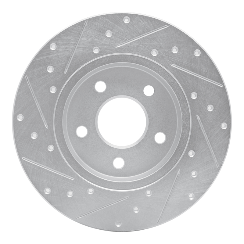 Ford Mondeo Brake Rotor (1) - Rear Right - R1 Concepts - Drilled & Slotted - Silver - `01-`08